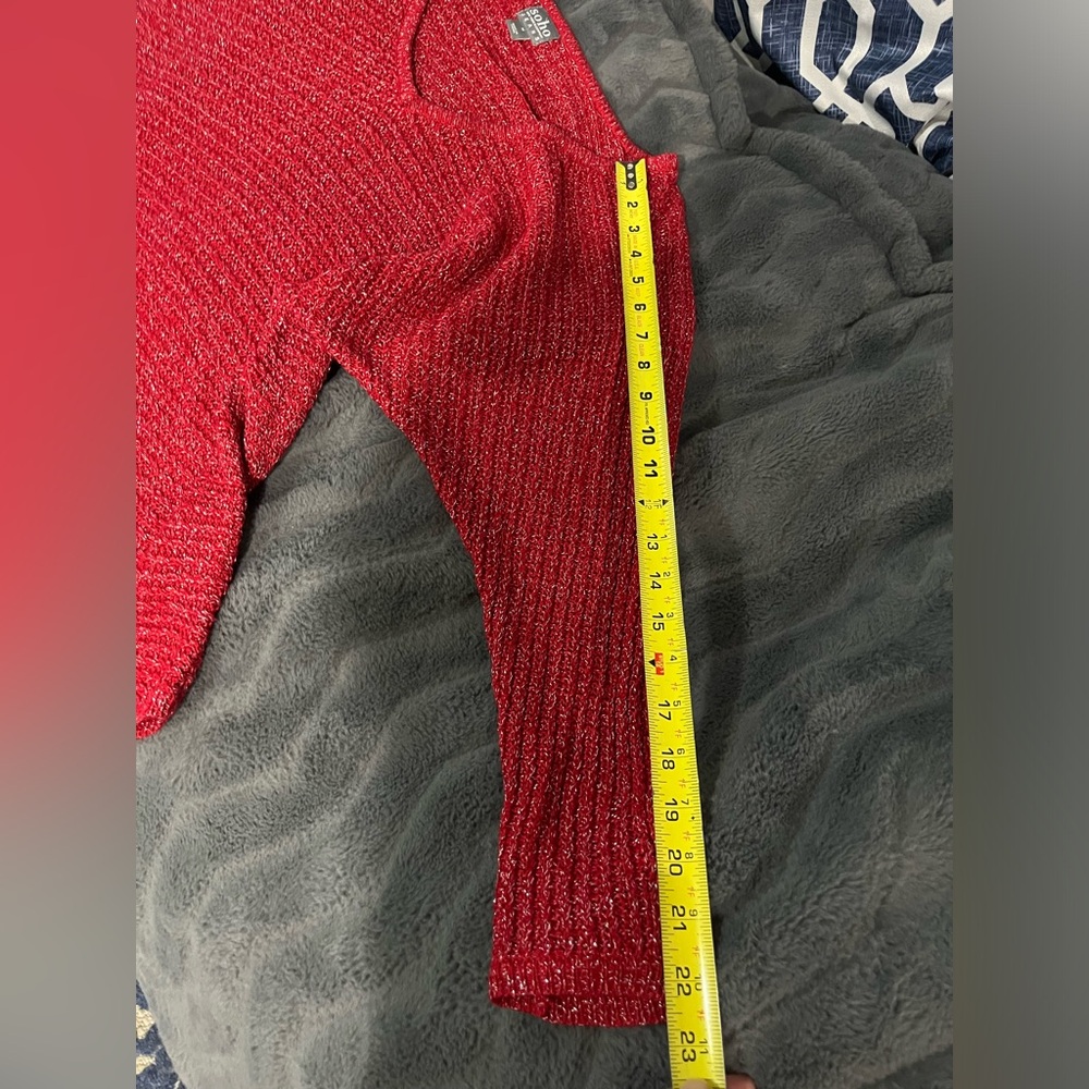 Soho JEANS NEW YORK & COMPANY Women Silver/RedPullover Sweater Size M - Picture 6 of 9
